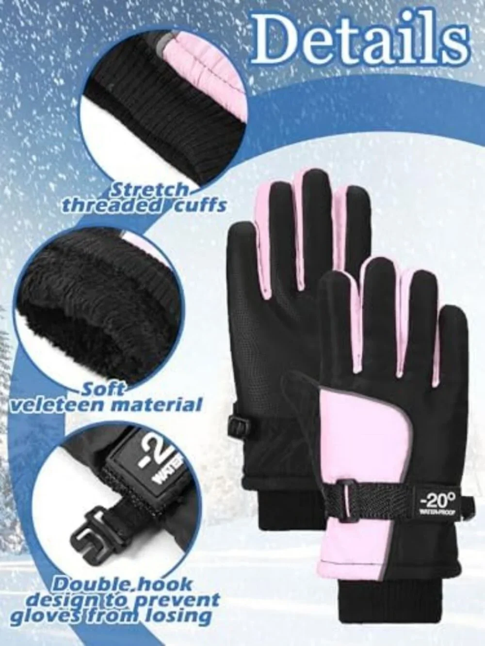 Cozy 6 Pairs Kids Winter Snow Gloves - Waterproof, Warm, & Durable for Outdoor